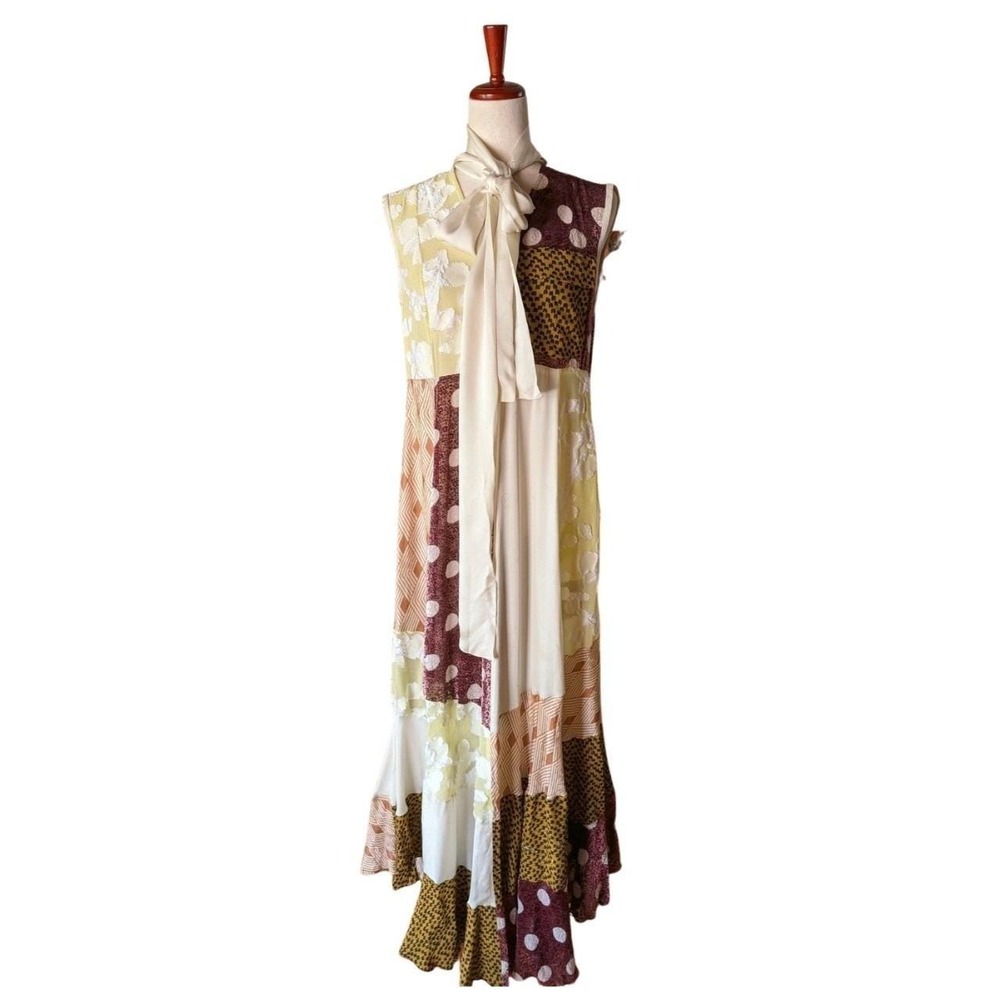 NWT Golden Goose Daisy Patchwork Silk Maxi Dress Multicolor‎ Women's Size Medium